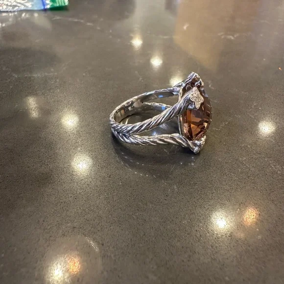 David Yurman Silver Ring with morganite Gemstone - Picture 2 of 5